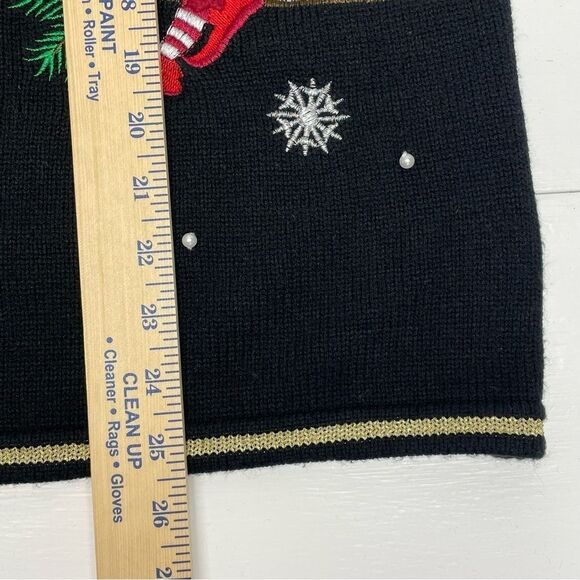 Holiday Time Christmas Sweater Vest Black Red Green Gold Metallic Size XL 16-18 - Picture 4 of 6